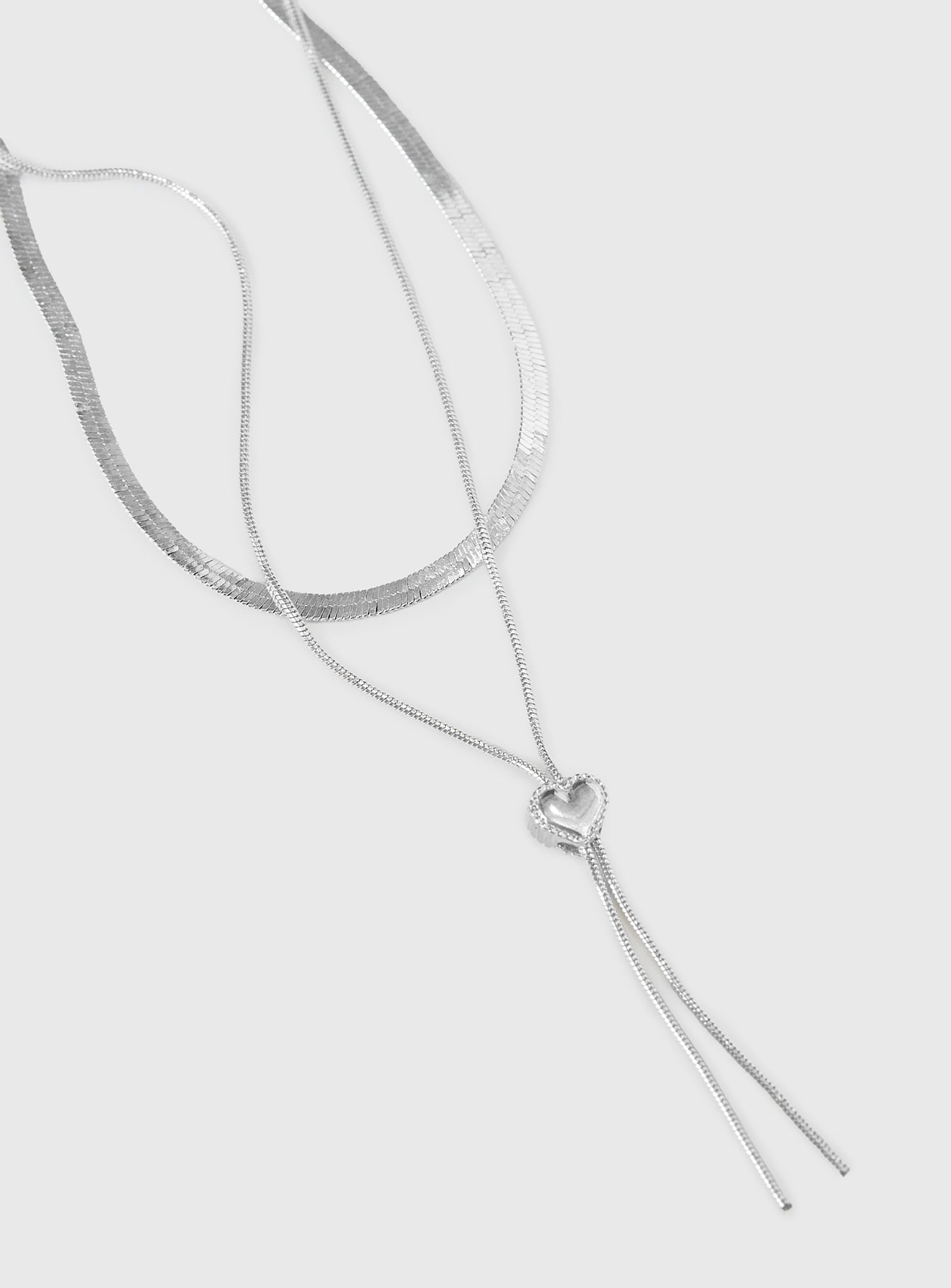 Let Me Love Layered Necklace Silver、mySite、solidvoid