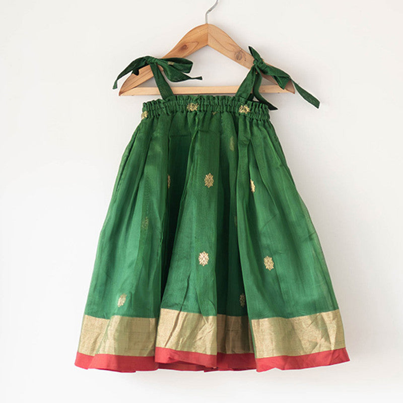 Cotton Lehenga Choli Set For Girls | Ethnic Pleated Top & Lehenga | Green、mySite、camillekostekn
