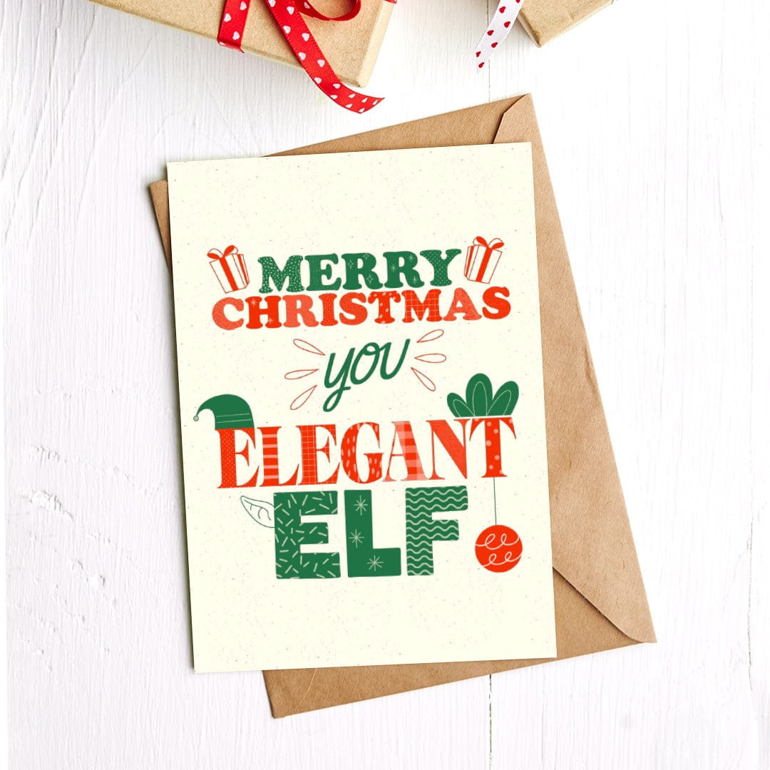  Merry Christmas You Elegant Elf Christmas Card、mySite、ghnorth