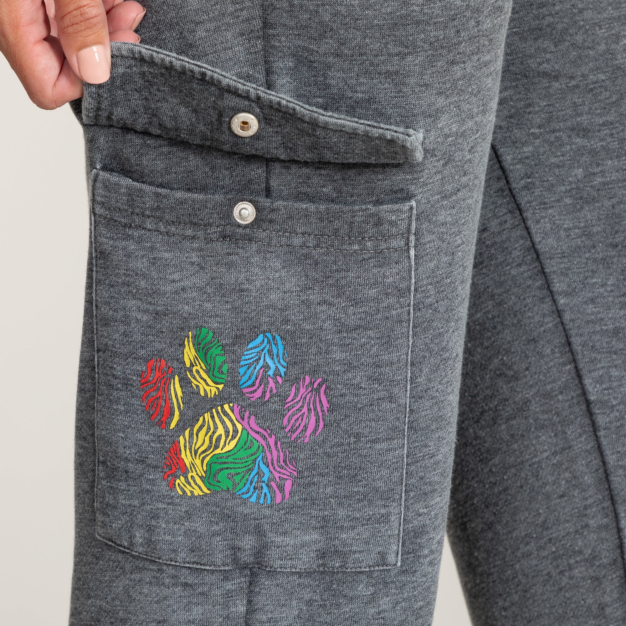 Paw Print Burnout Cargo Pocket Pants、mySite、camillekostekn