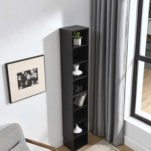 8-Tier Media Tower Rack, CD DVD Slim Storage Cabinet with Adjustable Shelves, Tall Narrow Bookcase Display Bookshelf for Home Office,Multi-functional double-decker bookcase、、casual