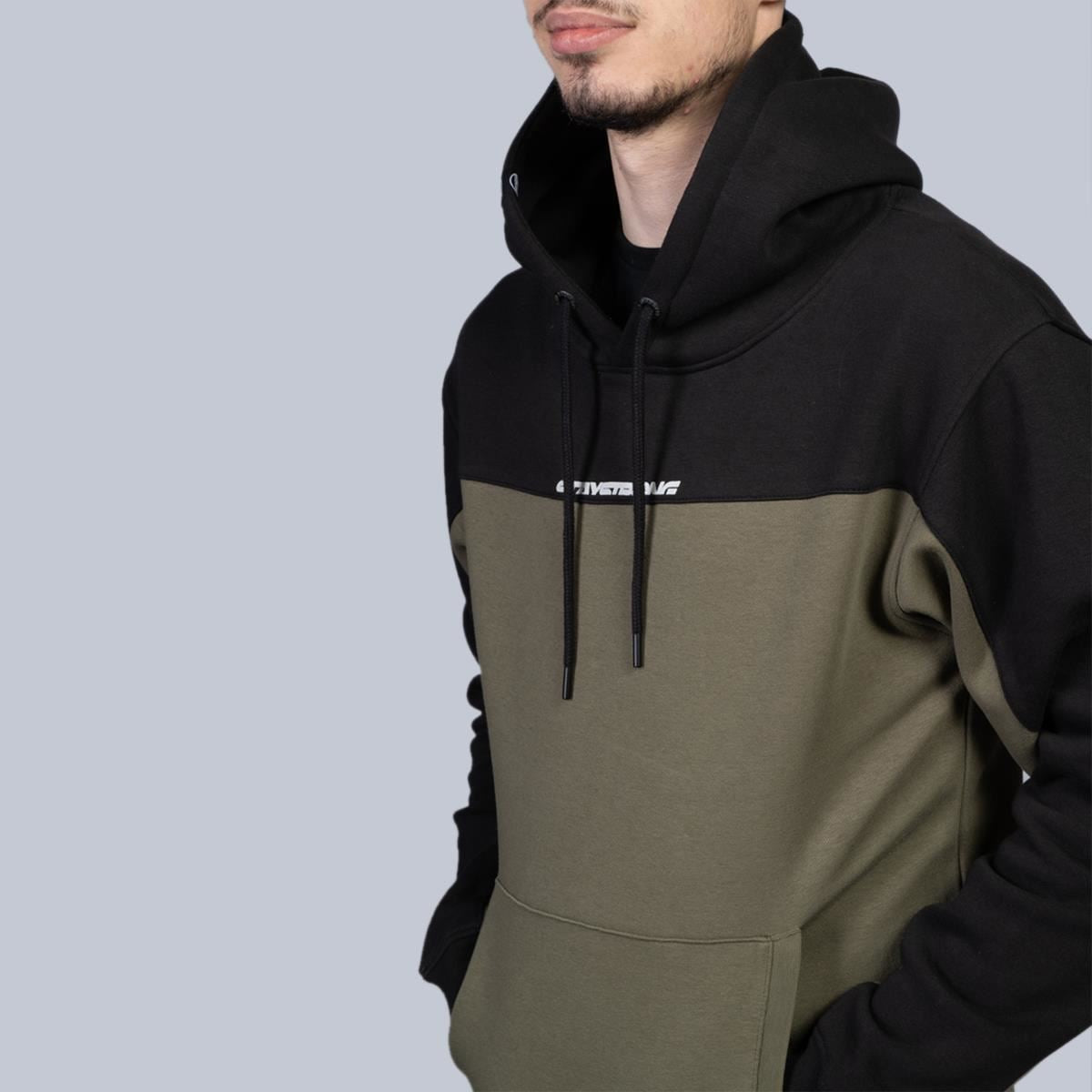  Stay Strong Cut Off Hoodie - Black/Olive、mySite、merchandisen