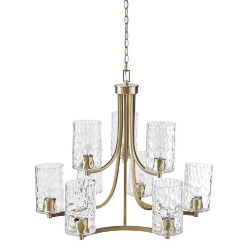 9-light Round Tiered Chandelier with Textured Glass Shades、、eastwooduniform