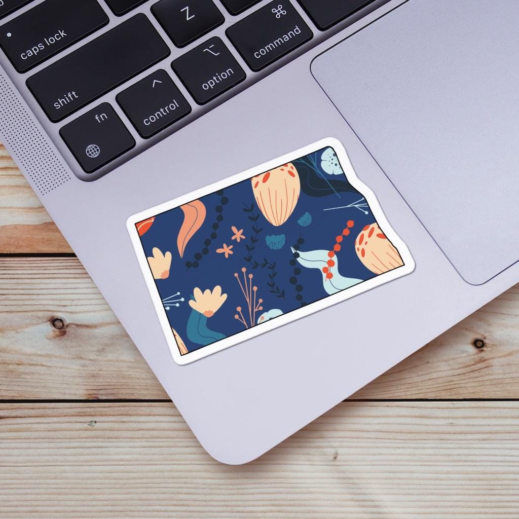  North Dakota Blue Floral Abstract Sticker、mySite、elrpsem3k