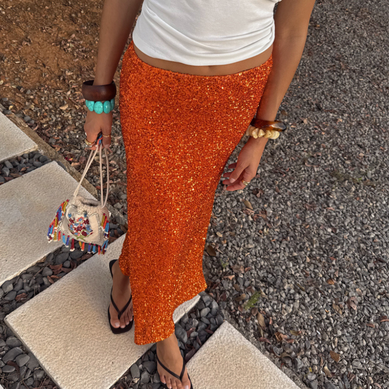 Orange Sequin Dorris Skirt、mySite、solidvoid