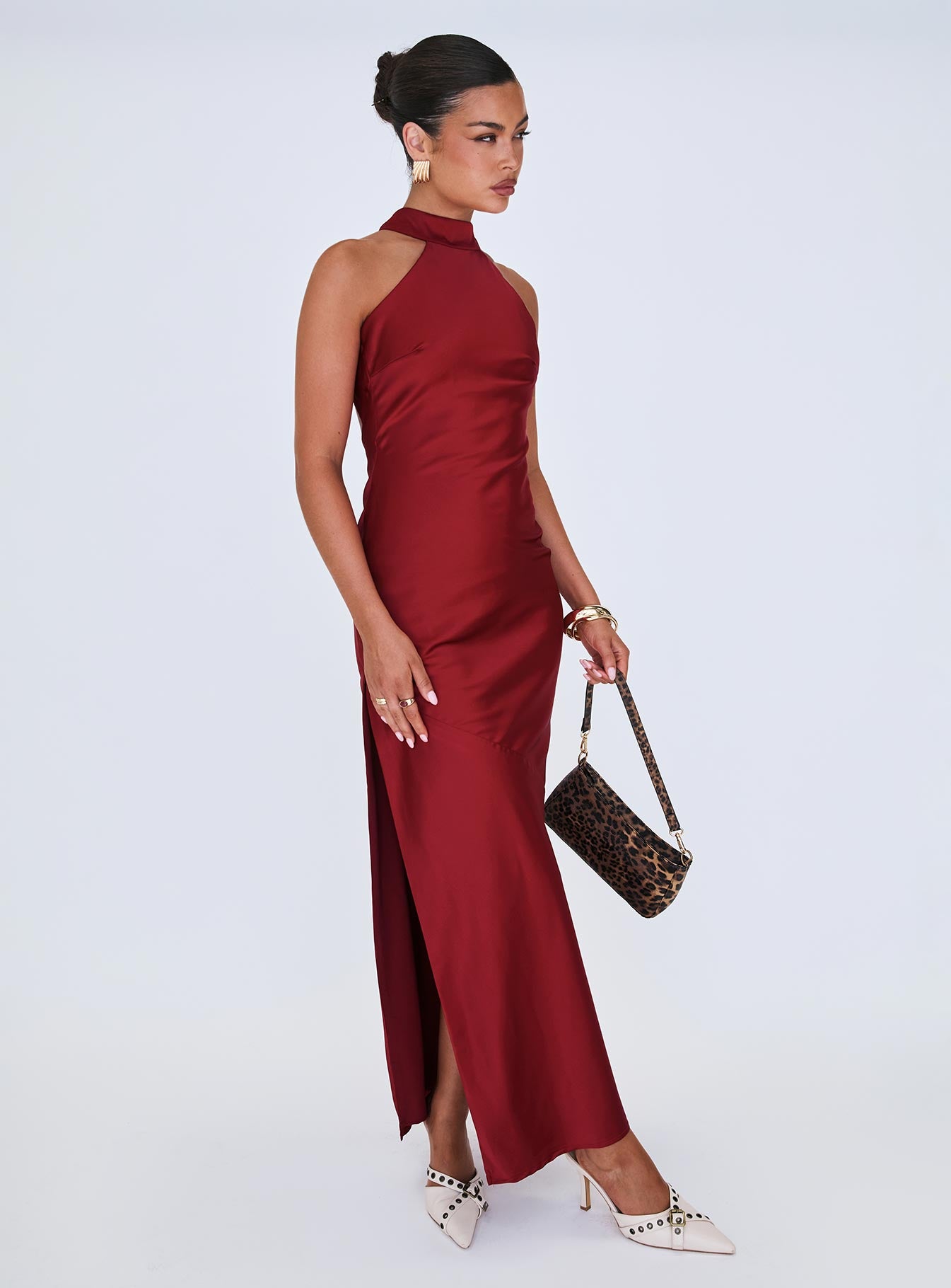 Mordecai Halter Maxi Dress Burgundy、mySite、solidvoid