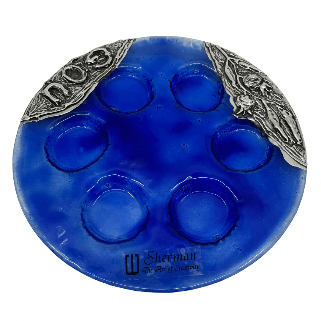  Blue & Silver Round Passover Dish、mySite、elrpsem3k