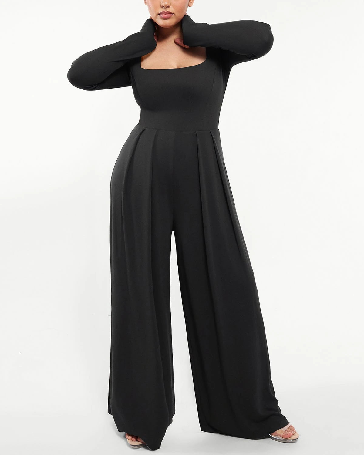 Square Neckline Built-In Shaping Jumpsuit、mySite、bengalsvssteelers