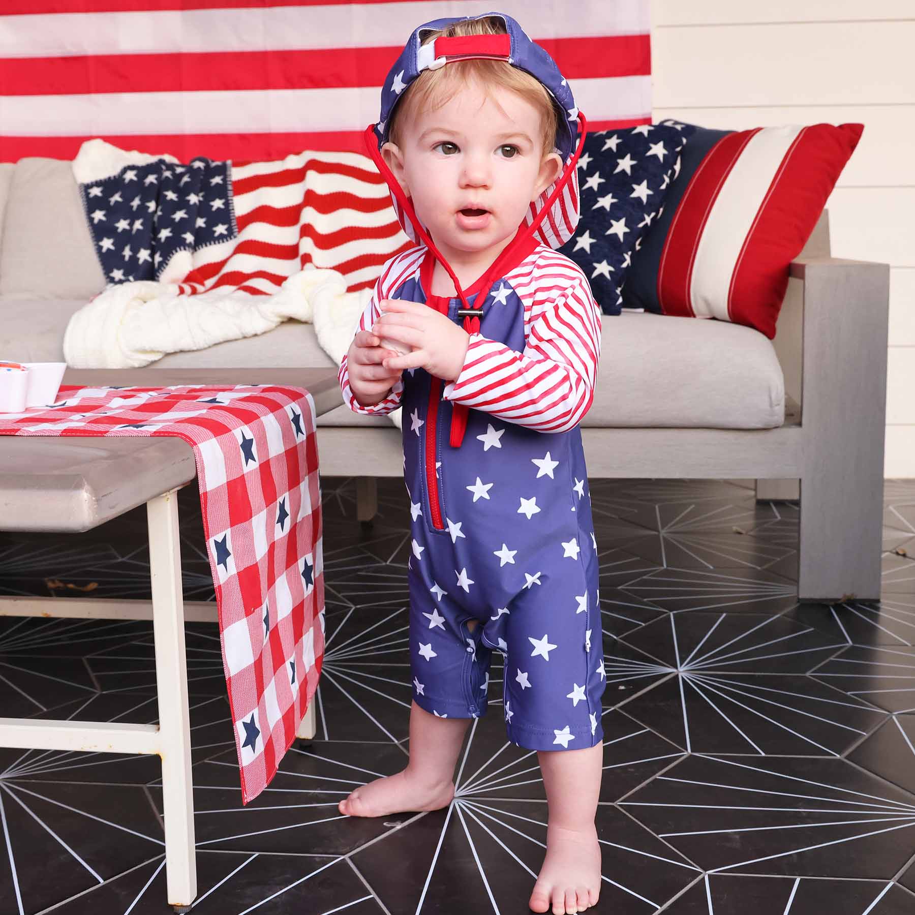  Long Sleeve Rash Guard Swim Romper Shortie | Star-Spangled Summer、mySite、layawaytickets