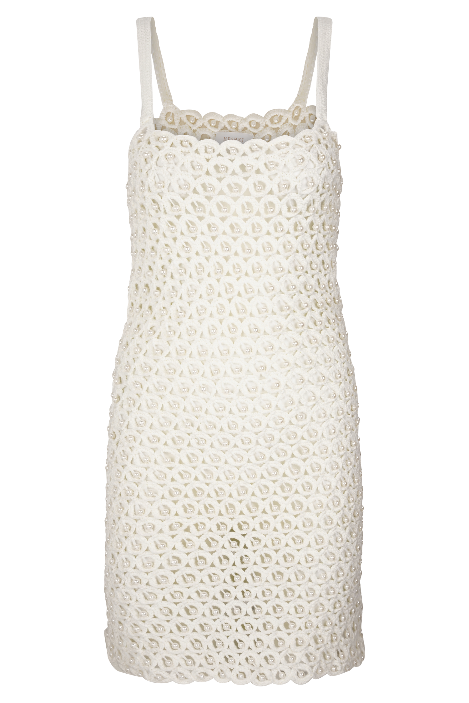 Vanessa Hand Crochet Pearl Mini Dress - Ivory、mySite、solidvoid