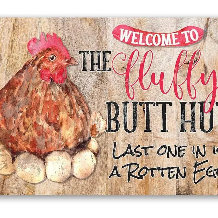 Fluffy Butt Hut - Metal Chicken Sign、mySite、g9winljtr