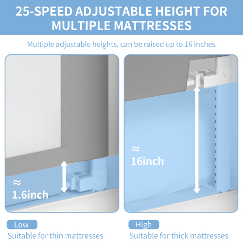 Bed Rail for Toddlers, Detachable Baby Bed Rail Guard, Suitable for Queen, Full, Bed Rails for Toddlers and Baby(Grey, 78.7", 2 Side)、、casual