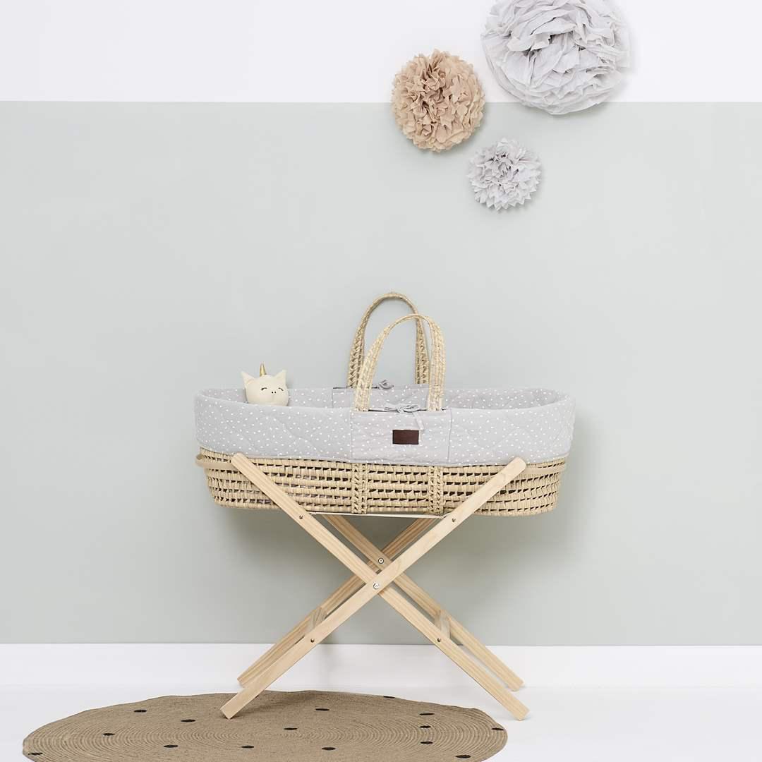  The Little Green Sheep Natural Quilted Moses Basket + Mattress - Dove Rice、mySite、merchandisen