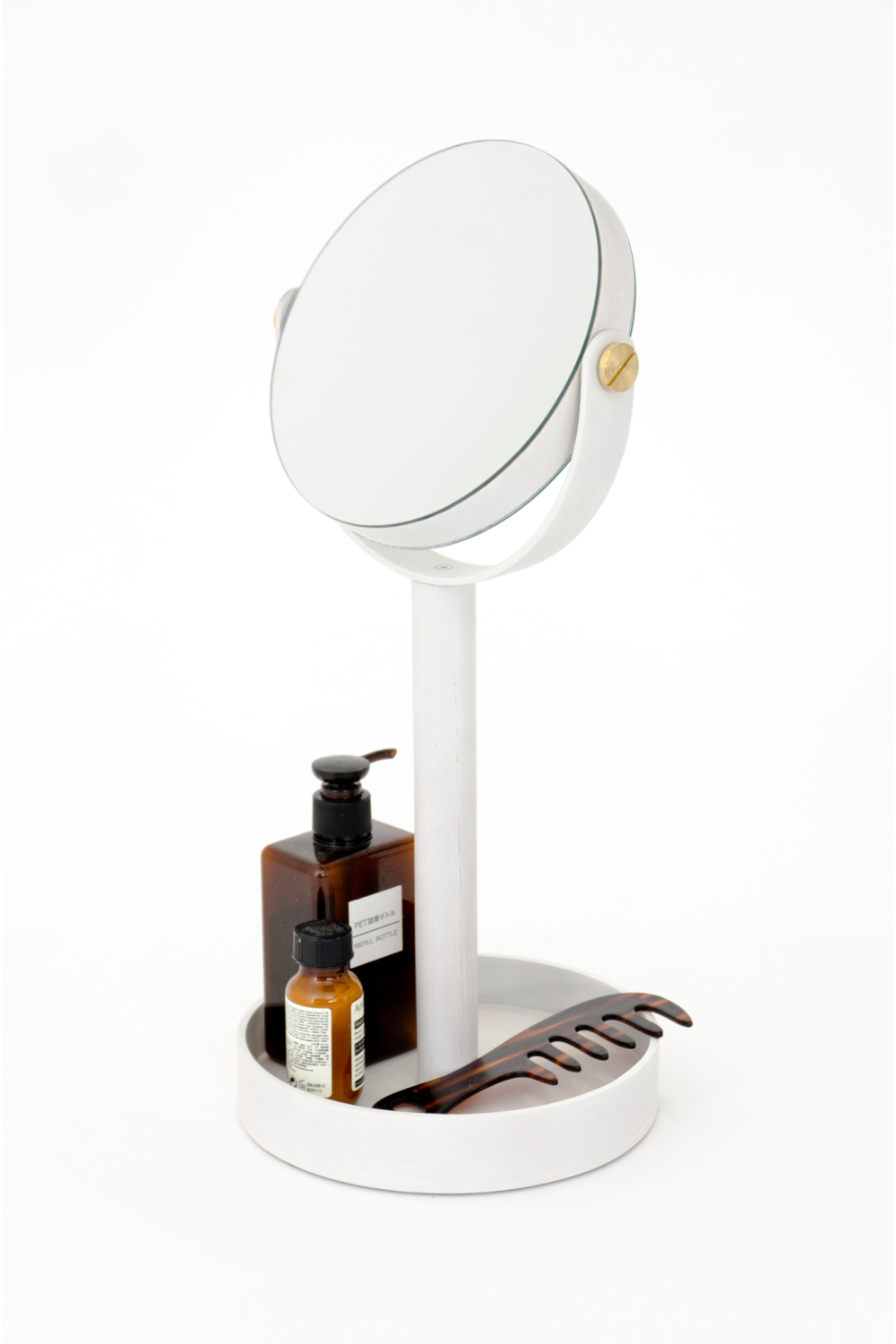 Oak Double Face Mirror with Storage Tray | Wireworks Close-up、mySite、neckold