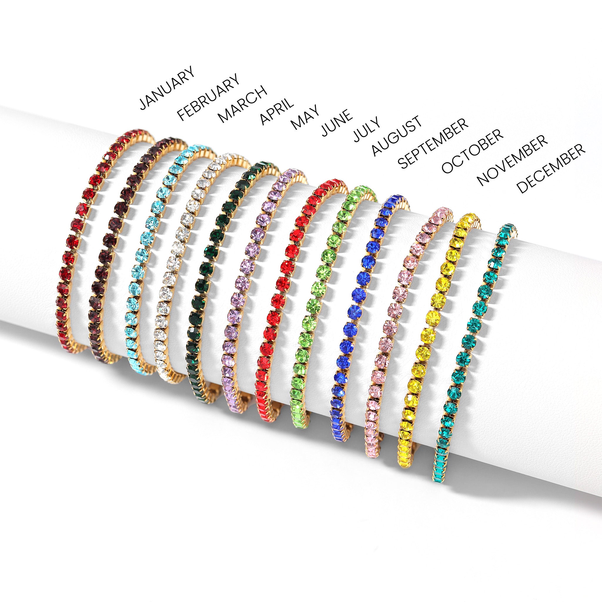 18K Gold PVD Stainless Steel Birthstone Tennis Bracelet / TBR0008、mySite、dreamappss