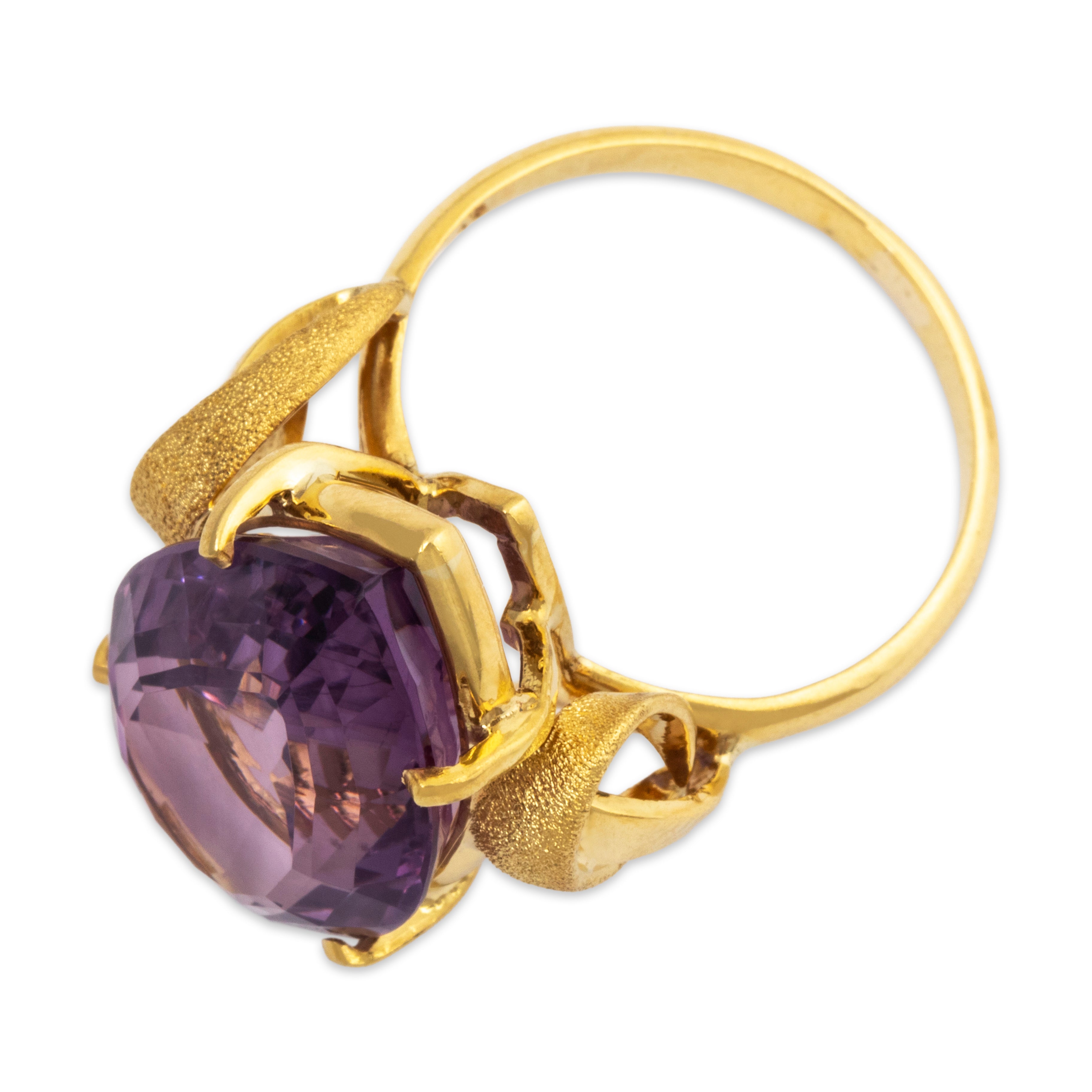 Vintage 18k Yellow Gold 10ct Amethyst Purple Teardrop Ring 6.75、mySite、hinf8tx79