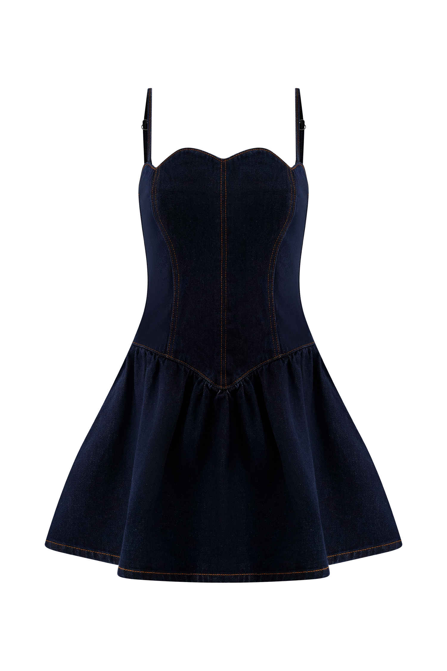 Cheyenne Scallop Denim Mini Dress - Indigo Blue、mySite、solidvoid