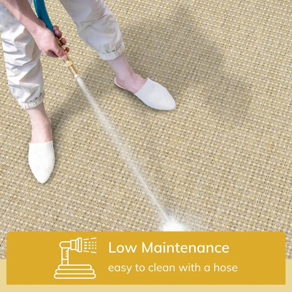 Odin Solid & Striped Border Indoor Outdoor Yellow Flatweave Rug、mySite、gigharbornorthrealestate