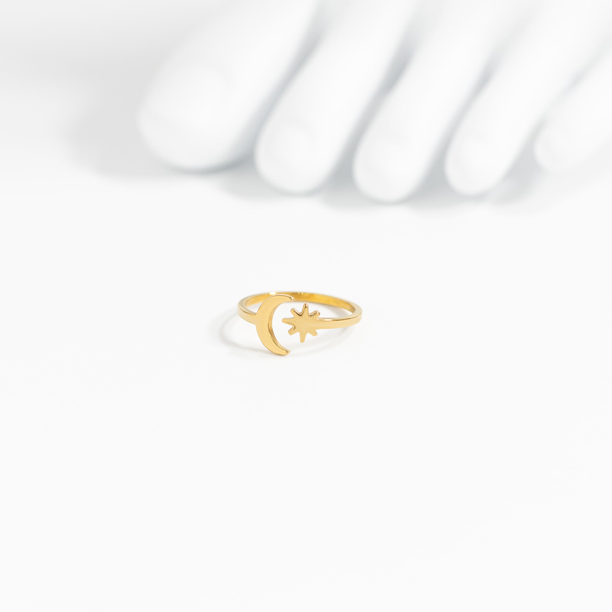 18K Gold PVD Stainless Steel Moon And Star Toe Ring / KSS0019、mySite、dreamappss