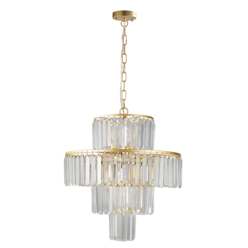 (Same as W1340126461/L5023) 20" Luxury 4-Tier Crystal Chandelier, 12-Light Gold Frame Pendant Light, Elegant Ceiling Lighting for Living Room, Dining Room, Bedroom (No Bulbs)、、eastwooduniform