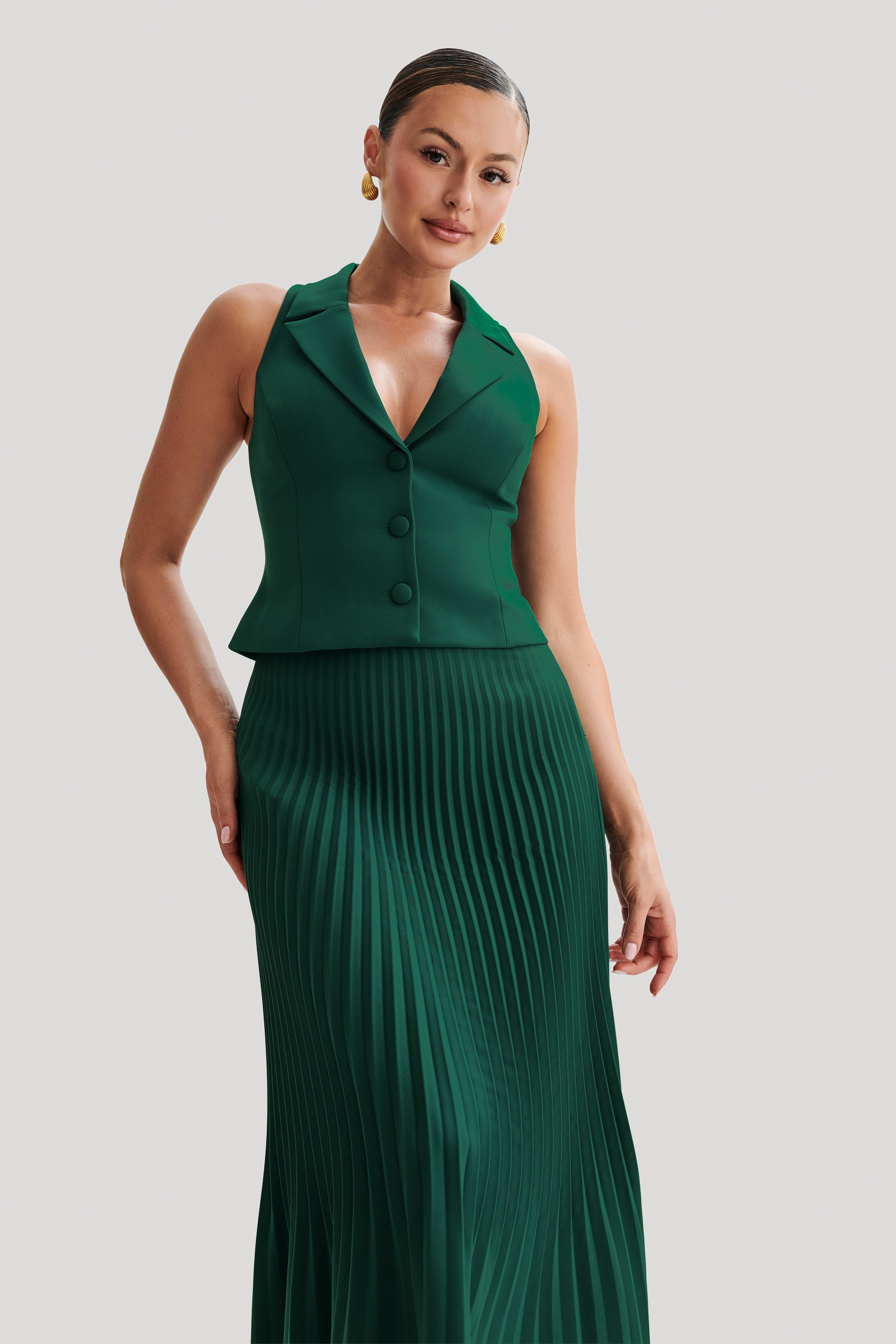 Mura Suiting Vest - Forest Green、mySite、solidvoid