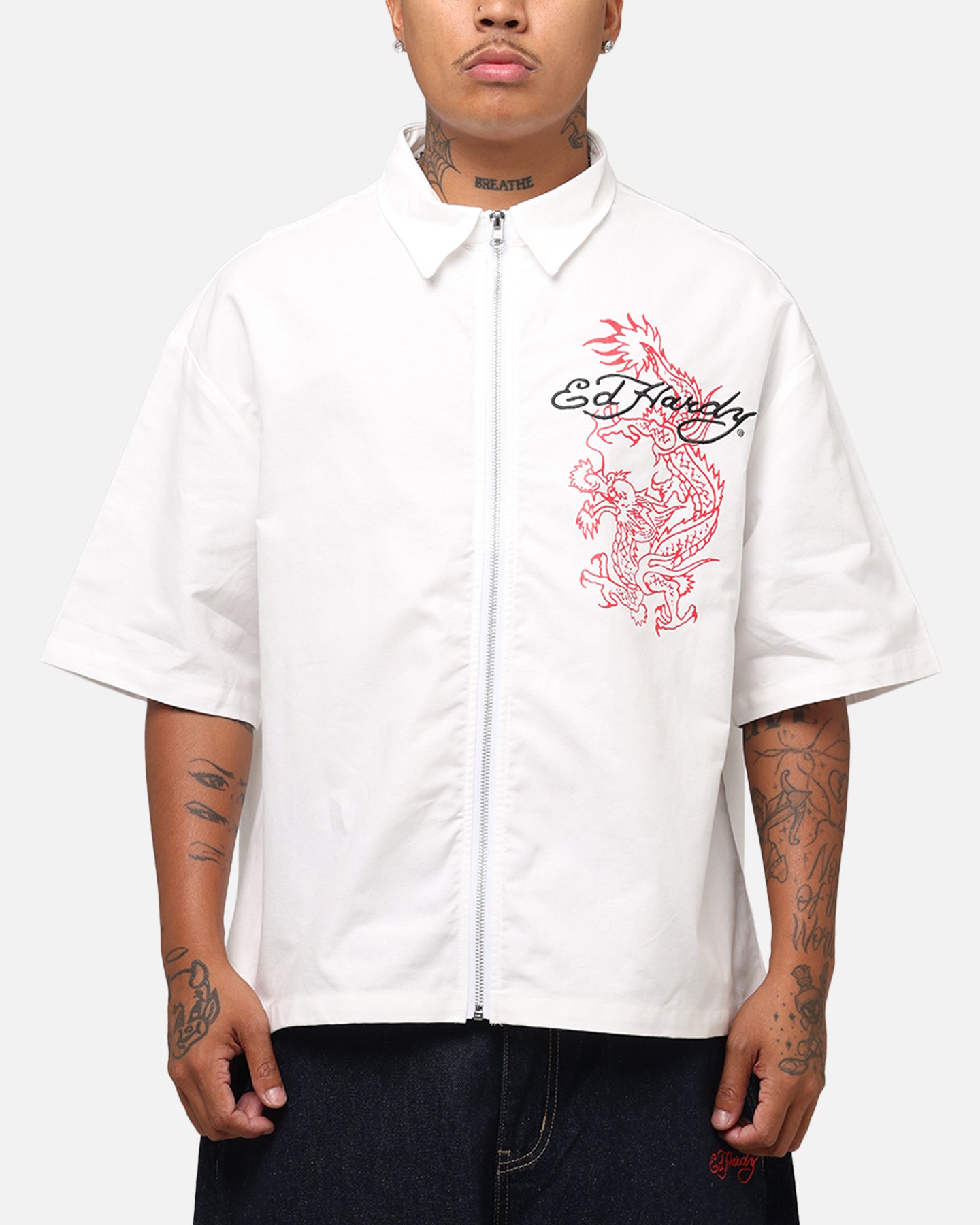 Ed Hardy Dragon Zip Shirt Off White、mySite、zt4zffjzw