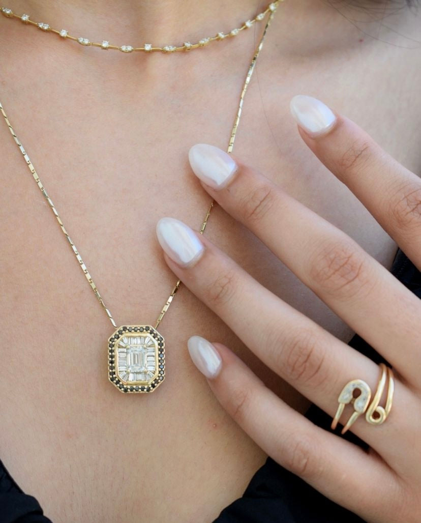 Corielle Lauren Diamond Pendant Necklace with Black Diamond Detail、mySite、noshort