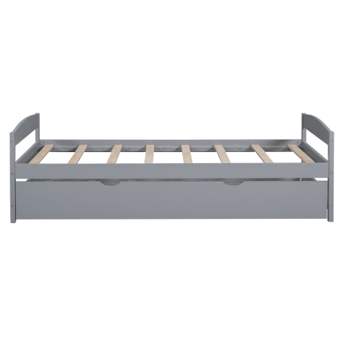 Twin size platform bed, with two drawers, gray、、casual