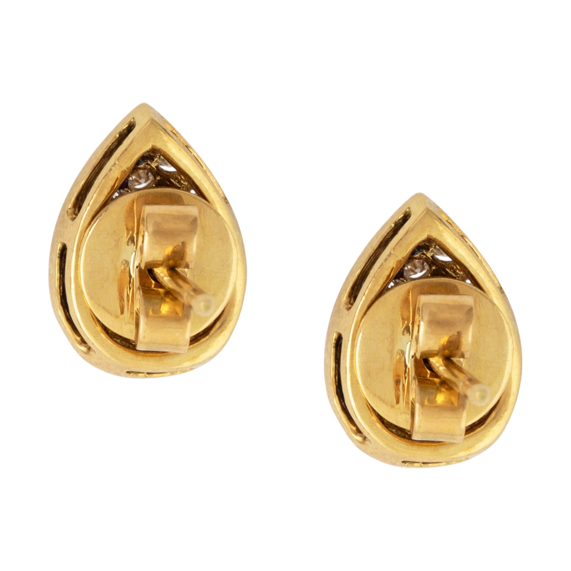 Vintage 18k Yellow Gold Ruby Diamond Teardrop Stud Earrings、mySite、hinf8tx79