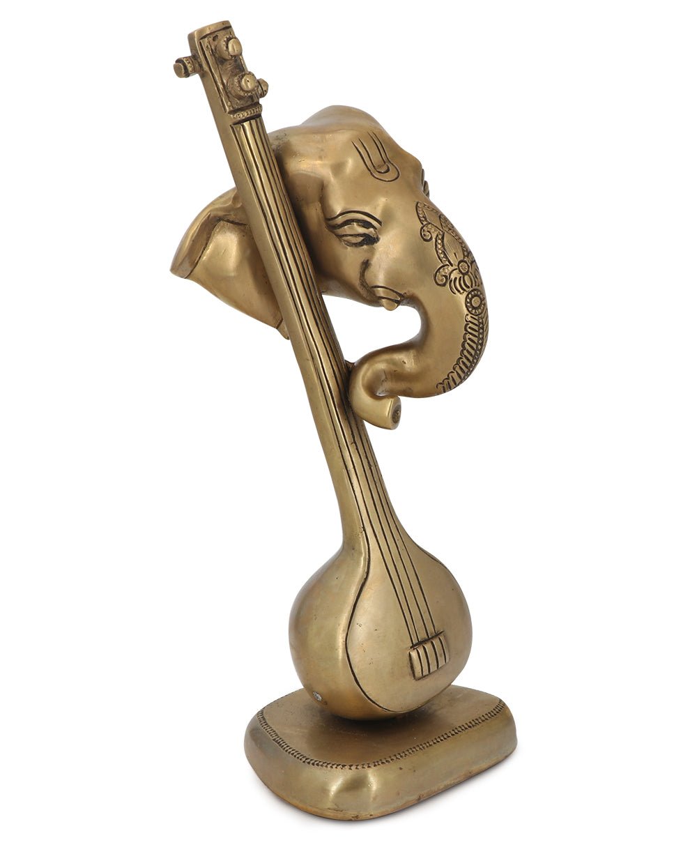Artistic Abstract Brass Ganesh Statue Playing Sitar、mySite、topwebapps