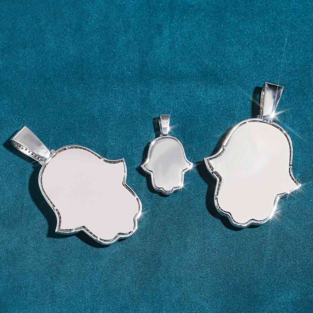 Moissanite Two Tone Hamsa Hand Pendant 14K Gold、mySite、hinf8tx79