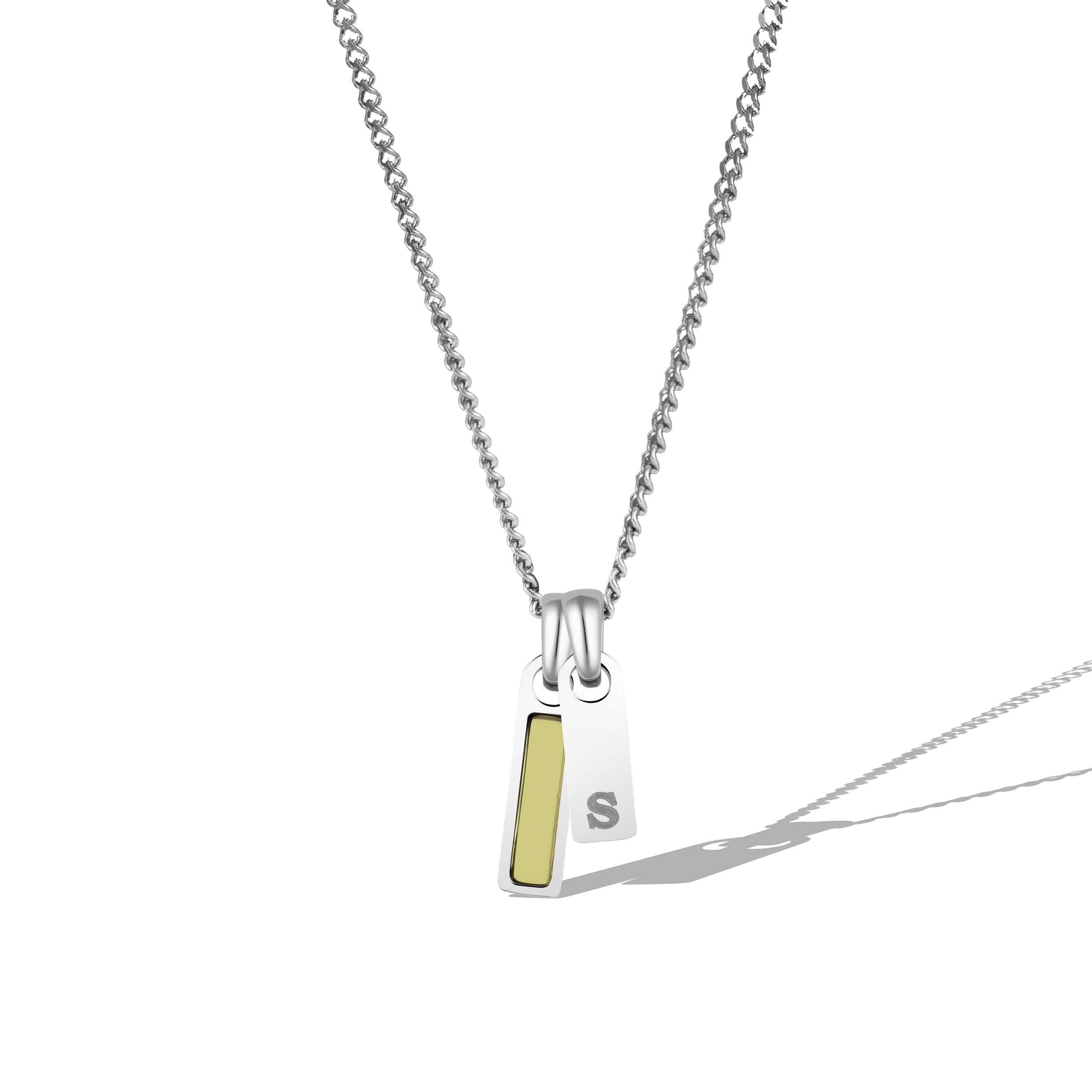 Birthstone & Initial Tag Necklace - Silver、mySite、botmansion