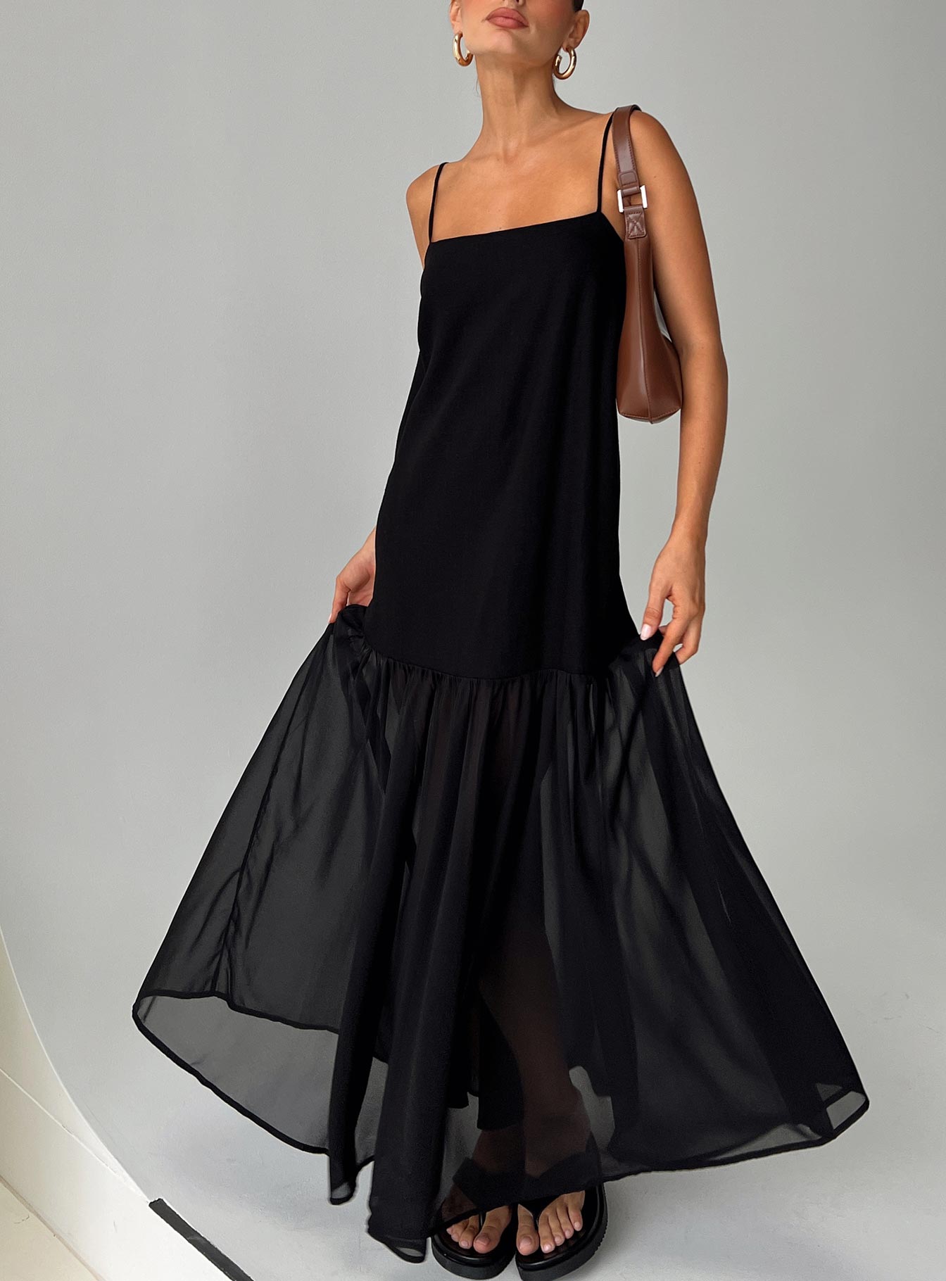 Iskra Drop Waist Maxi Dress Black、mySite、solidvoid