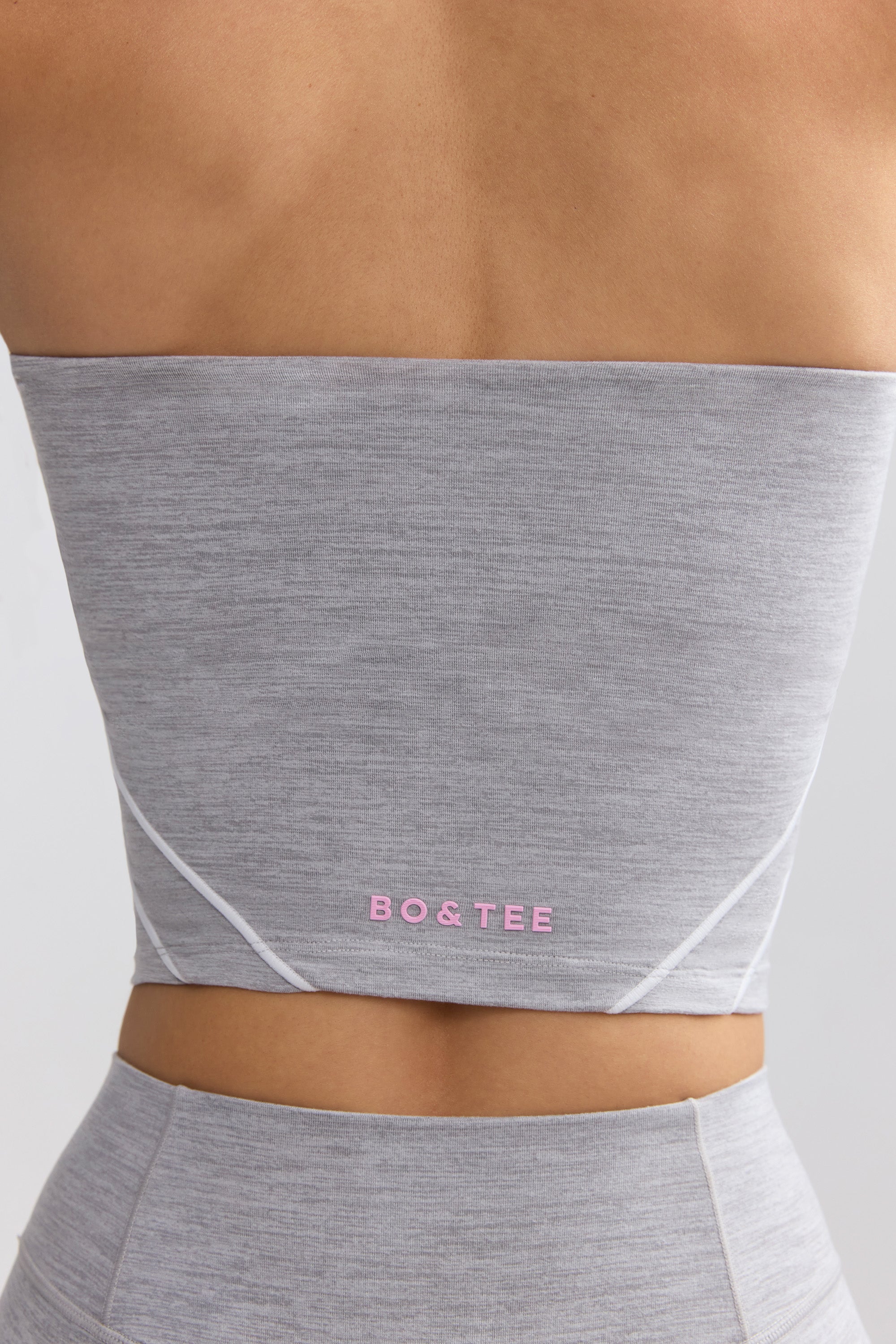 Soft Active Contrast-Trim Bandeau Top in Ice Grey、mySite、solidvoid