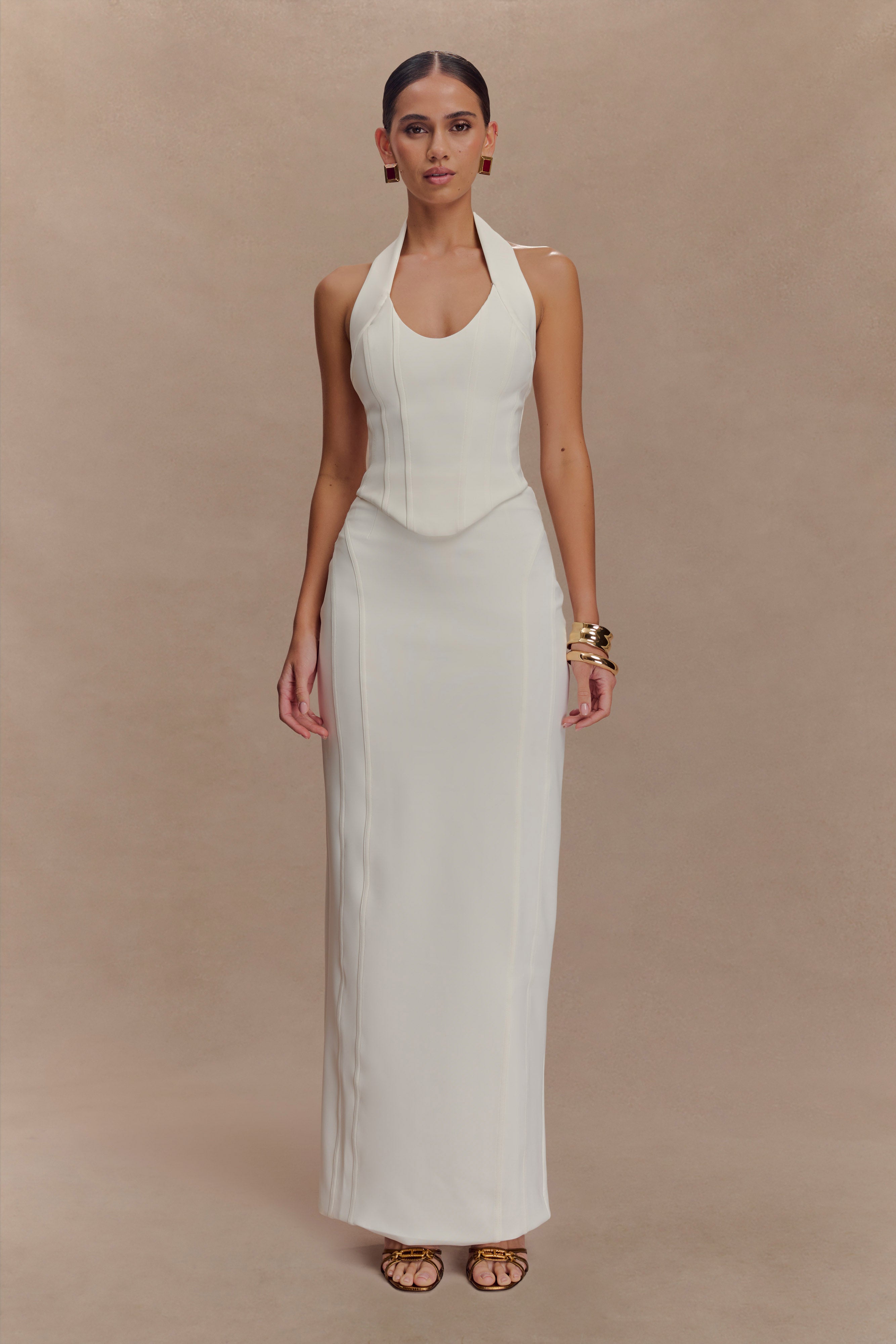 Alma High Waist Maxi Skirt - White、mySite、solidvoid