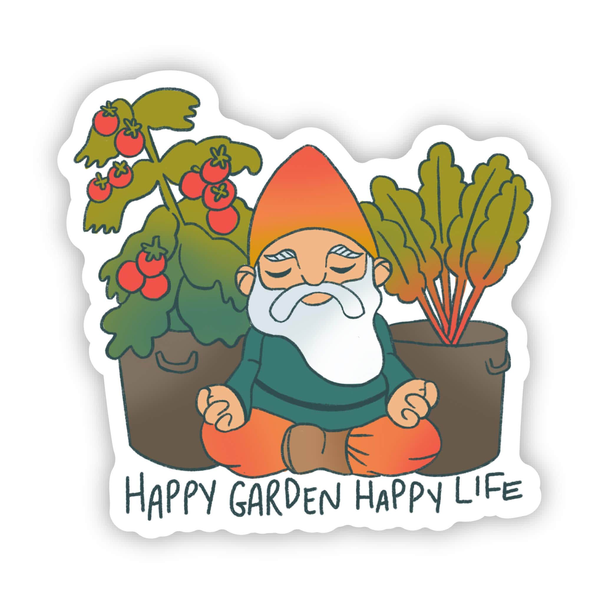  Happy Garden Happy Life Gnome & Plant Sticker、mySite、ghnorth