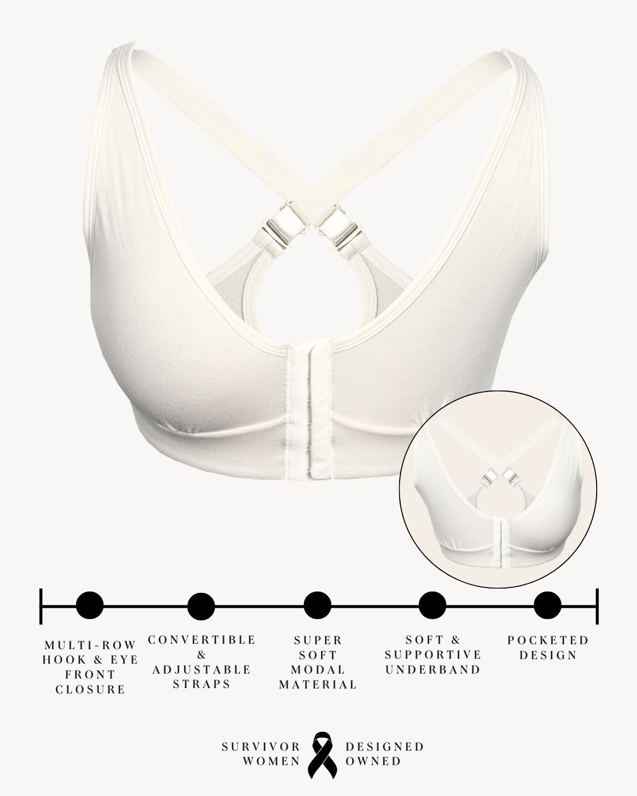 Rora Pocketed Front Closure Bra、mySite、bengalsvssteelers
