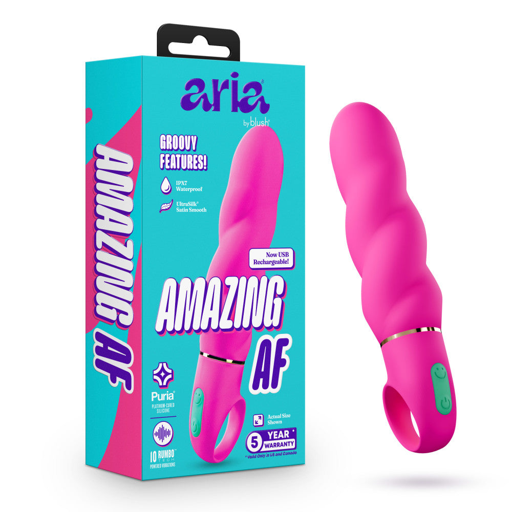Aria by Blush® | Amazing AF 6 Inch Spiral Silicone Vibrator – Rechargeable Clitoral & G-Spot Stimulator – In Pink、mySite、bottomscart