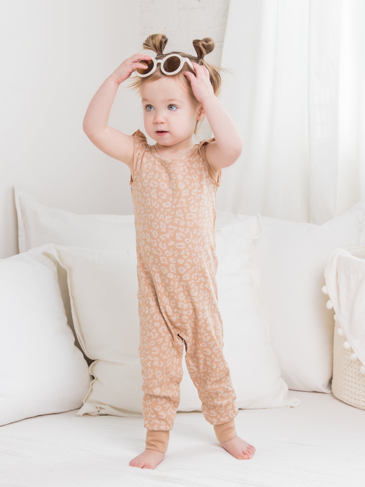 Flora Flutter Sleeve Romper - Leopard / Tan、mySite、g9winljtr