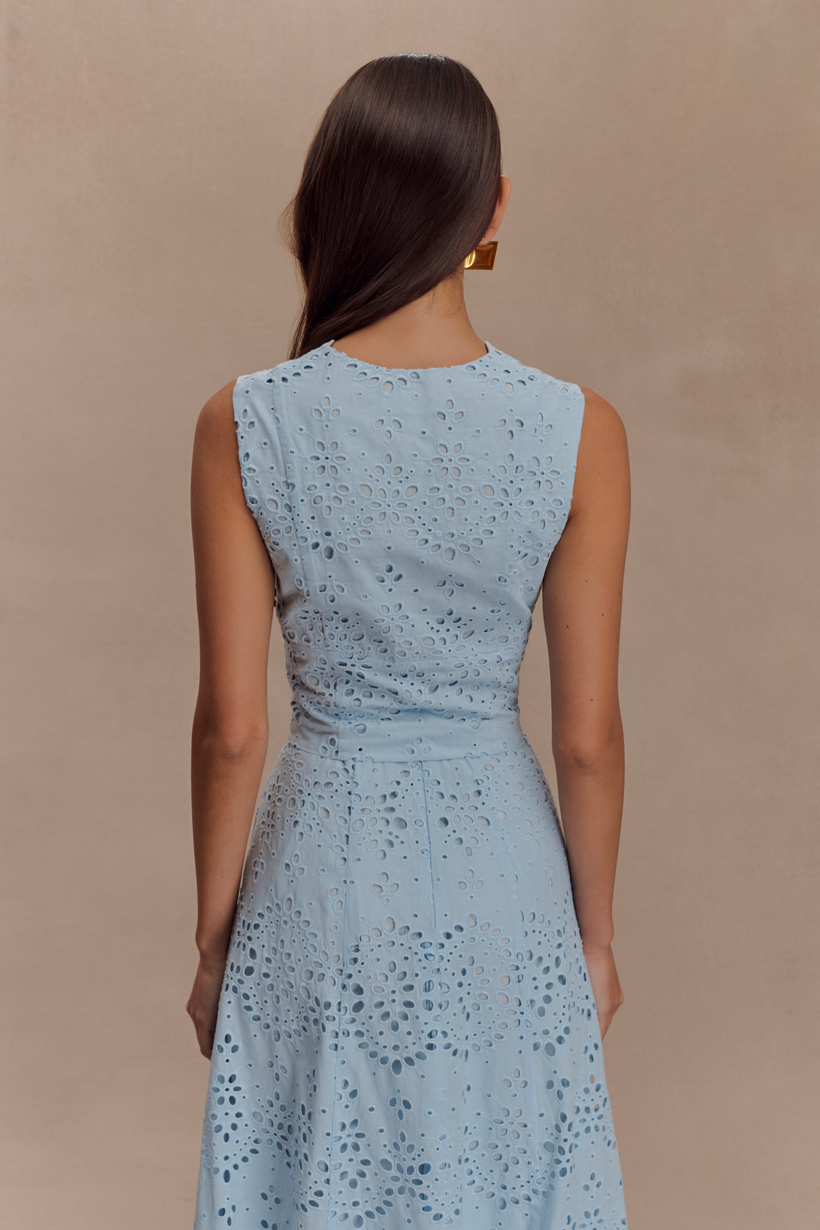 Arla Sleeveless Broderie Top - Pale Cornflower Blue、mySite、solidvoid