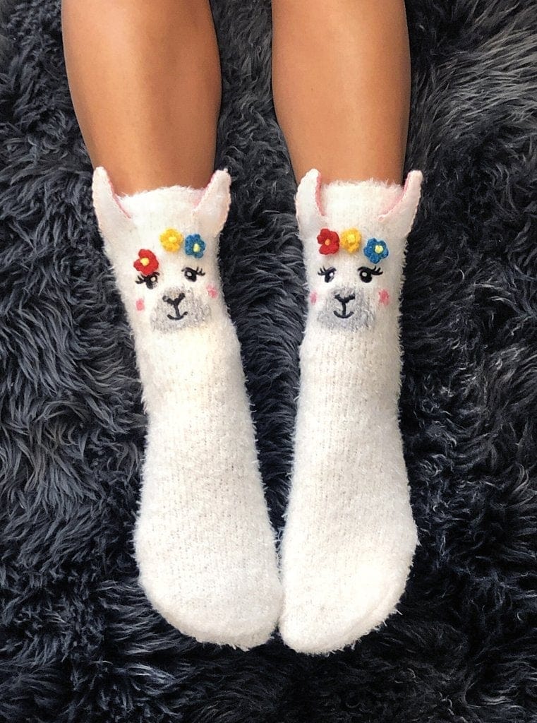 Llama Crew Slipper Socks Soft and Fuzzy Women's、mySite、g9winljtr