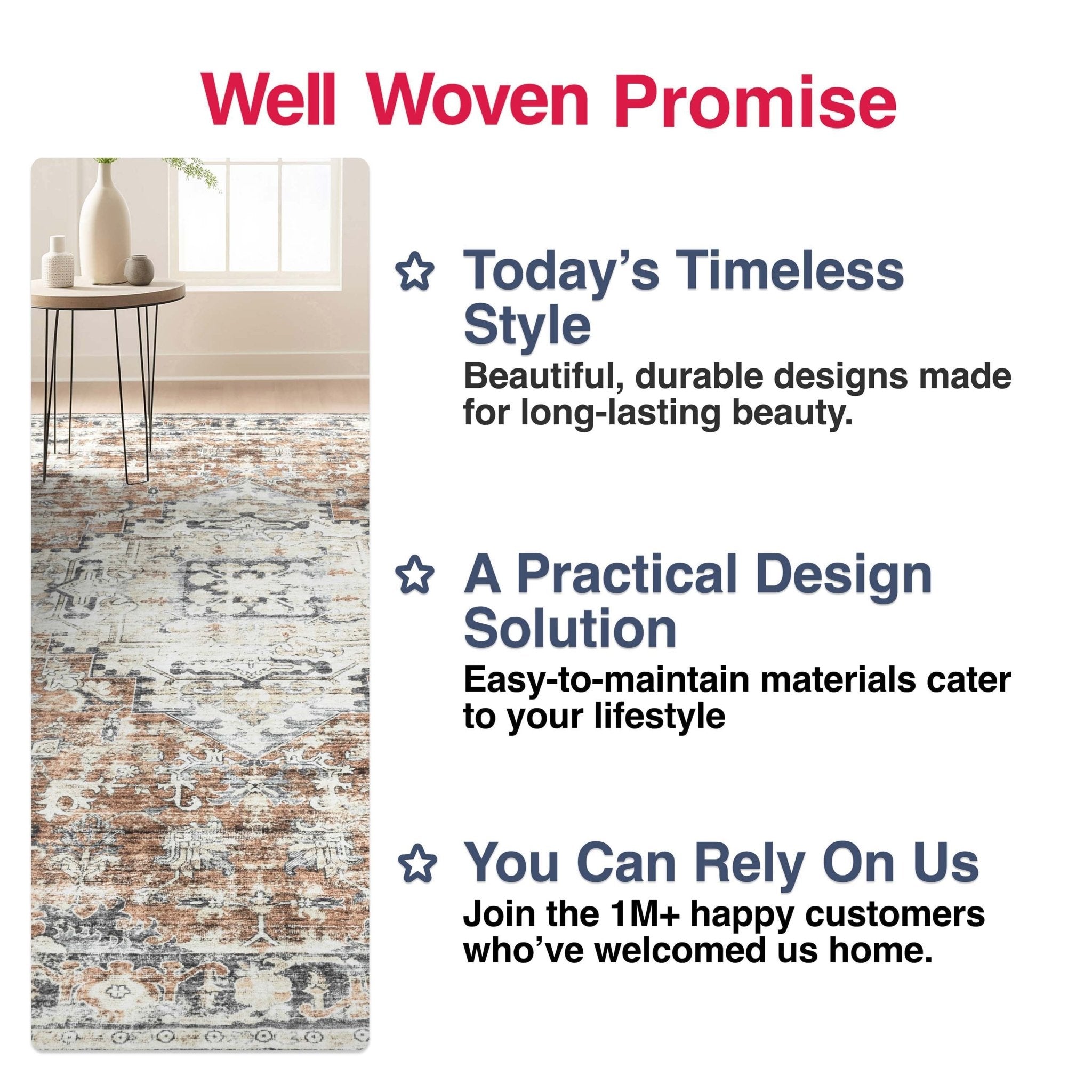 Elle Basics Rendezvous Vintage Medallion Easy-Clean Washable Non-Slip Rug by Well Woven、mySite、gigharbornorthrealestate