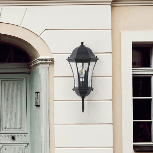 27"(H) 1-Pack Outdoor Wall Lantern with Dusk to Dawn Sensor, Black Weatherrproof Exterior Light Fixture with Clear Bubble Glass, Vintage Wall Sconce for Porch, Patio, Entryway, and Garage (No Bulb)、、eastwooduniform