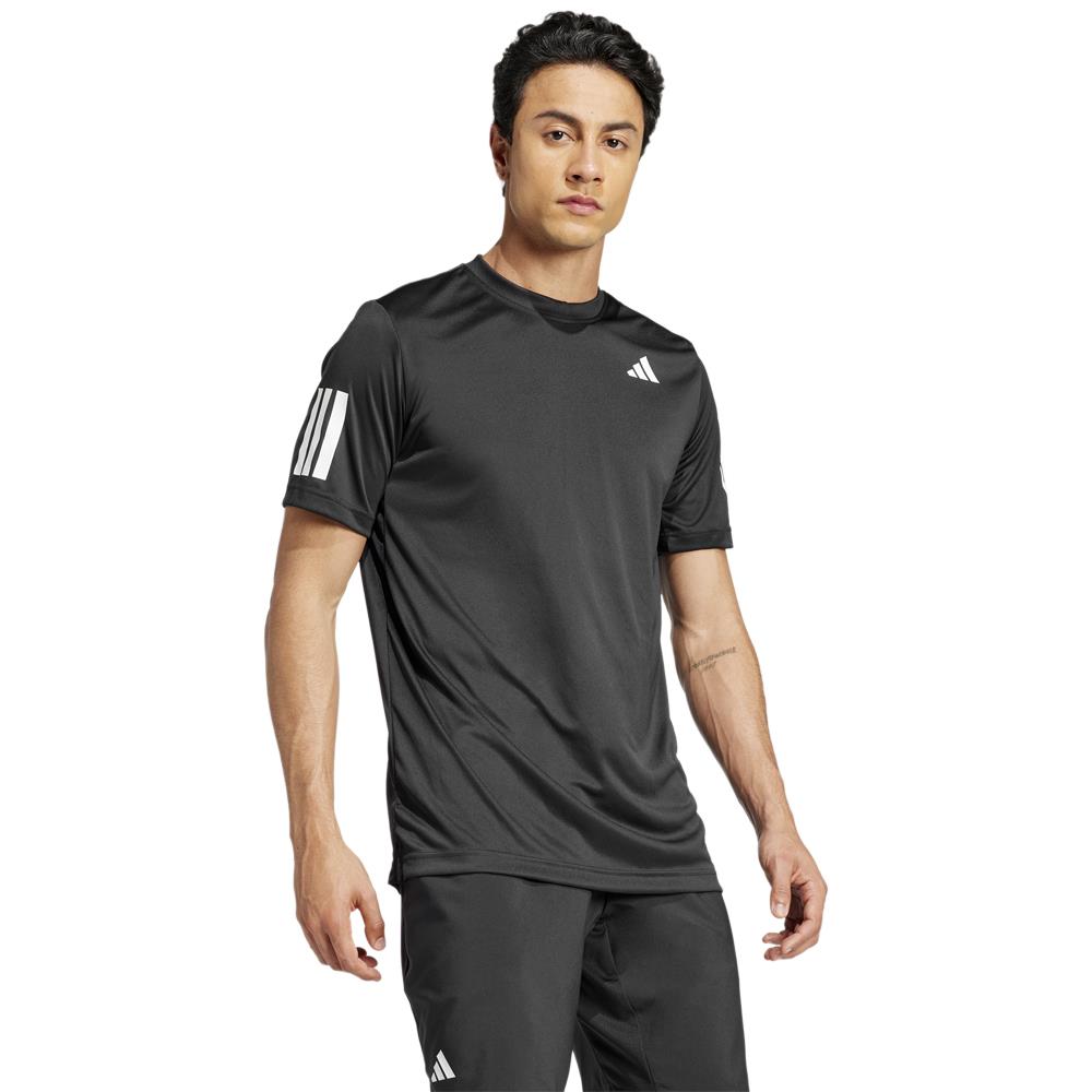 adidas Men's Club 3 Stripe Tee - Black