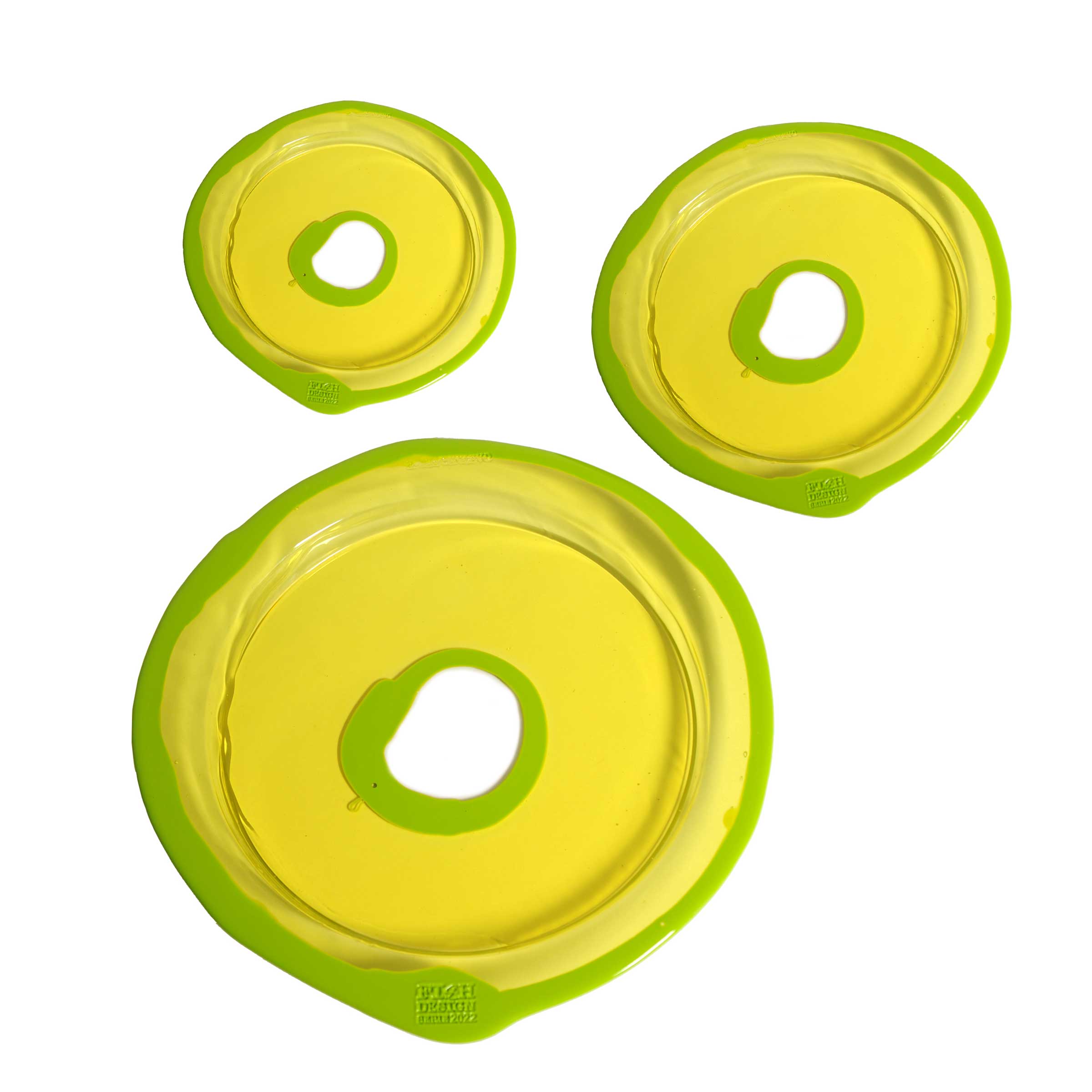 Resin Round Tray TRY-TRAY Clear Yellow and Matt Lime Set of Three by Gaetano Pesce for Fish Design、mySite、neckold