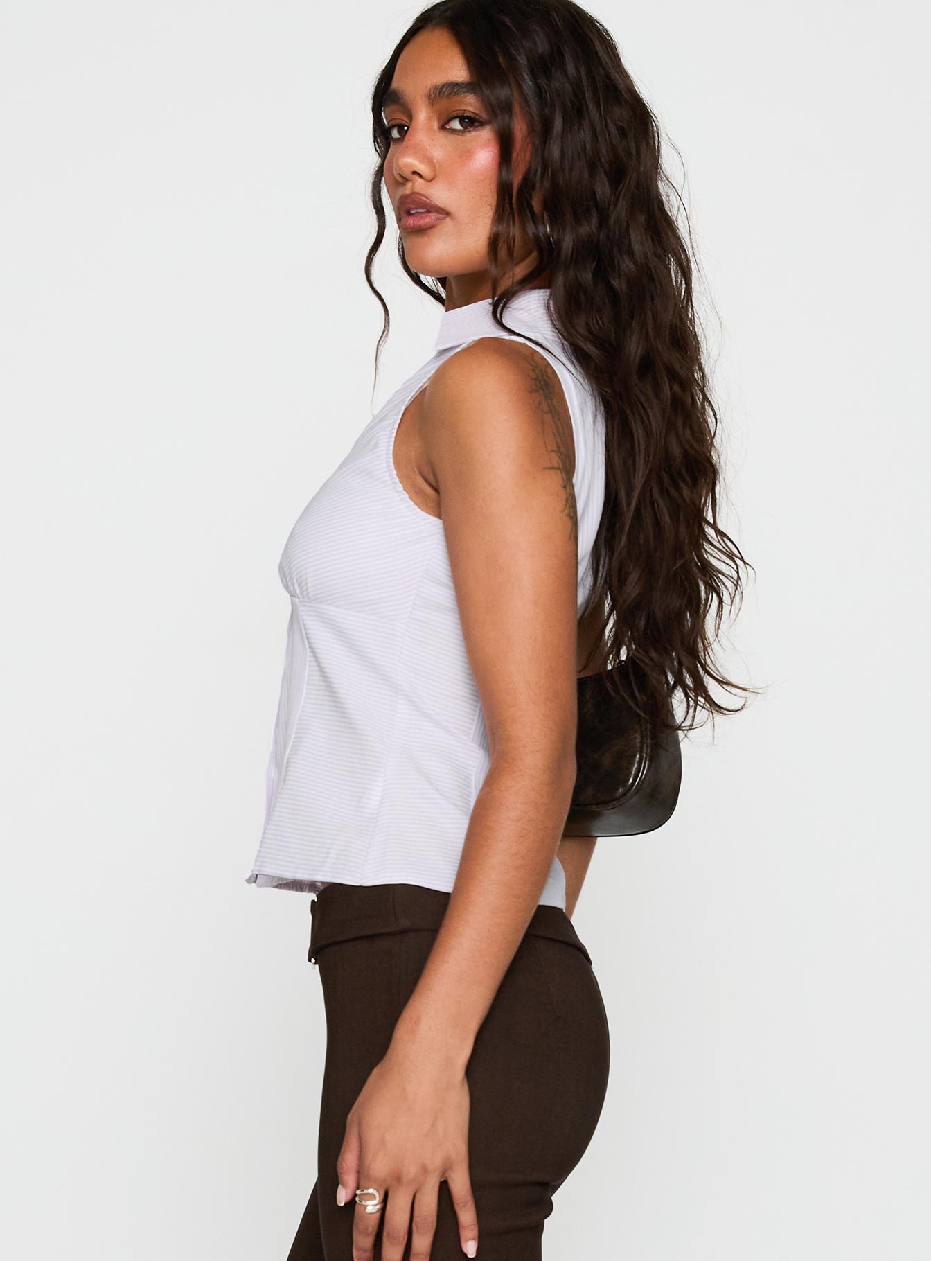 Mark On Me Sleeveless Top Purple Stripe、mySite、solidvoid