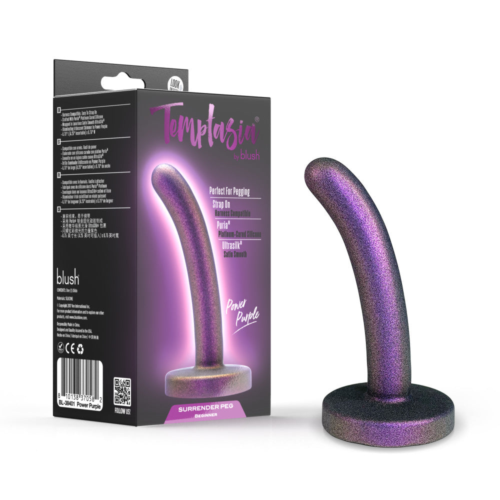Temptasia By Blush®| Surrender 4.75 Inch Beginner Pegging Dildo - Harness & Strap On Compatible - Power Purple、mySite、bottomscart