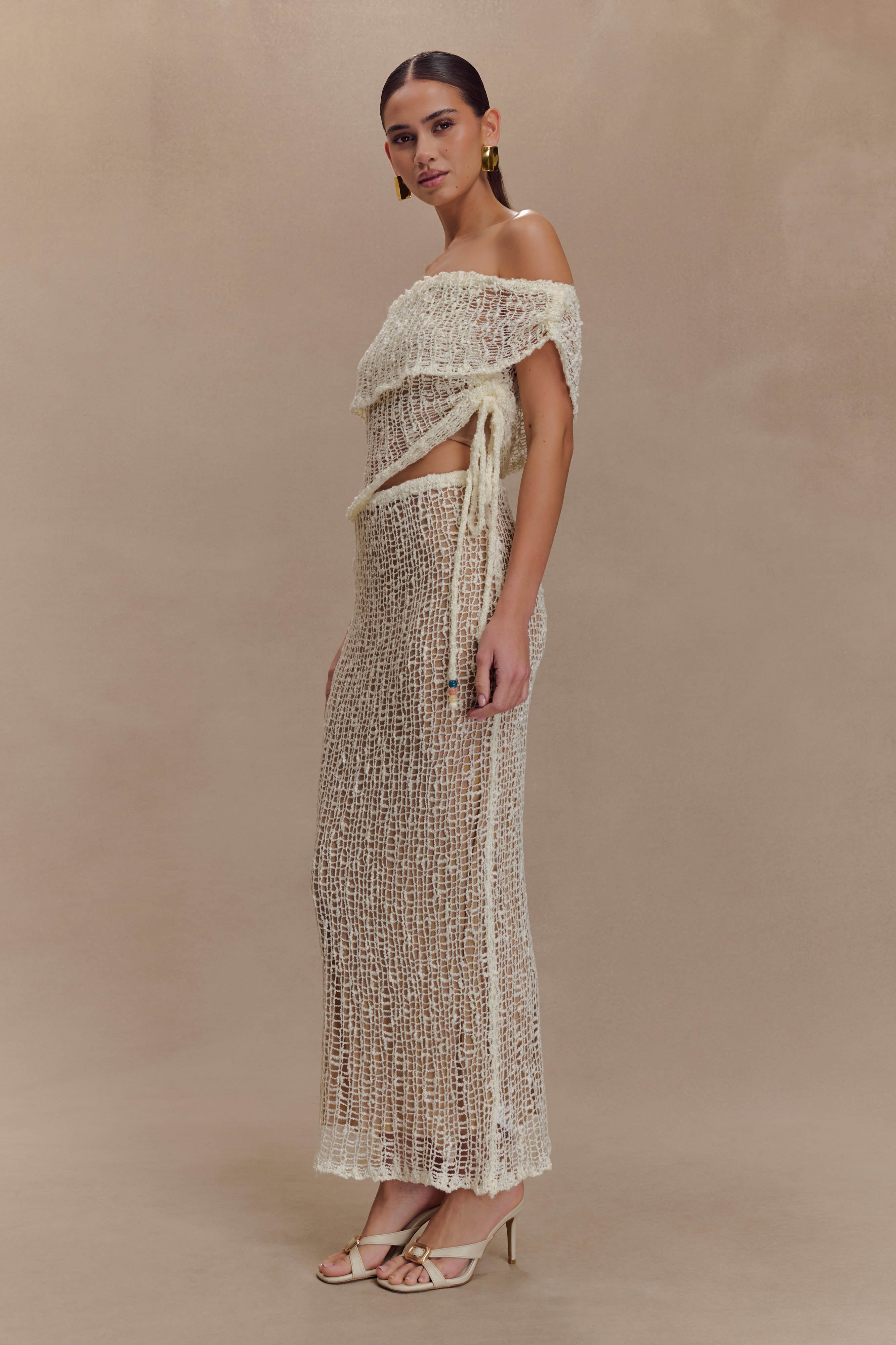 Cordelia Knit Maxi Skirt - Ivory、mySite、solidvoid