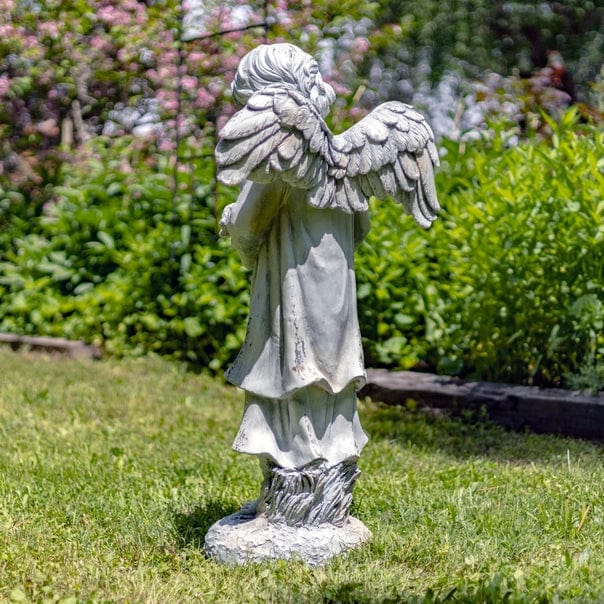 39 Tall Magnesium Angel Statue Holding Dog- Antique White or Bronze、mySite、g9winljtr
