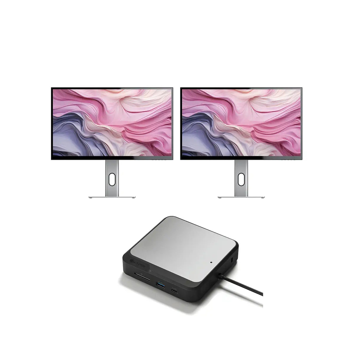 CLARITY 27 UHD 4K Monitor (Pack of 2) + Dual 4K Universal Docking Station _ DisplayPort Edition、mySite、fannypackpong